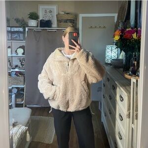 Bucket List quarter zip teddy jacket size oversized